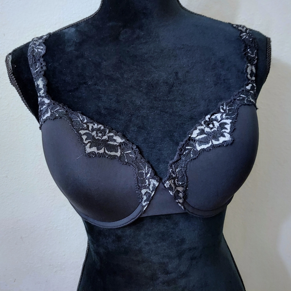 Soma Addison Bra 36C Black Lace Trim Underwire